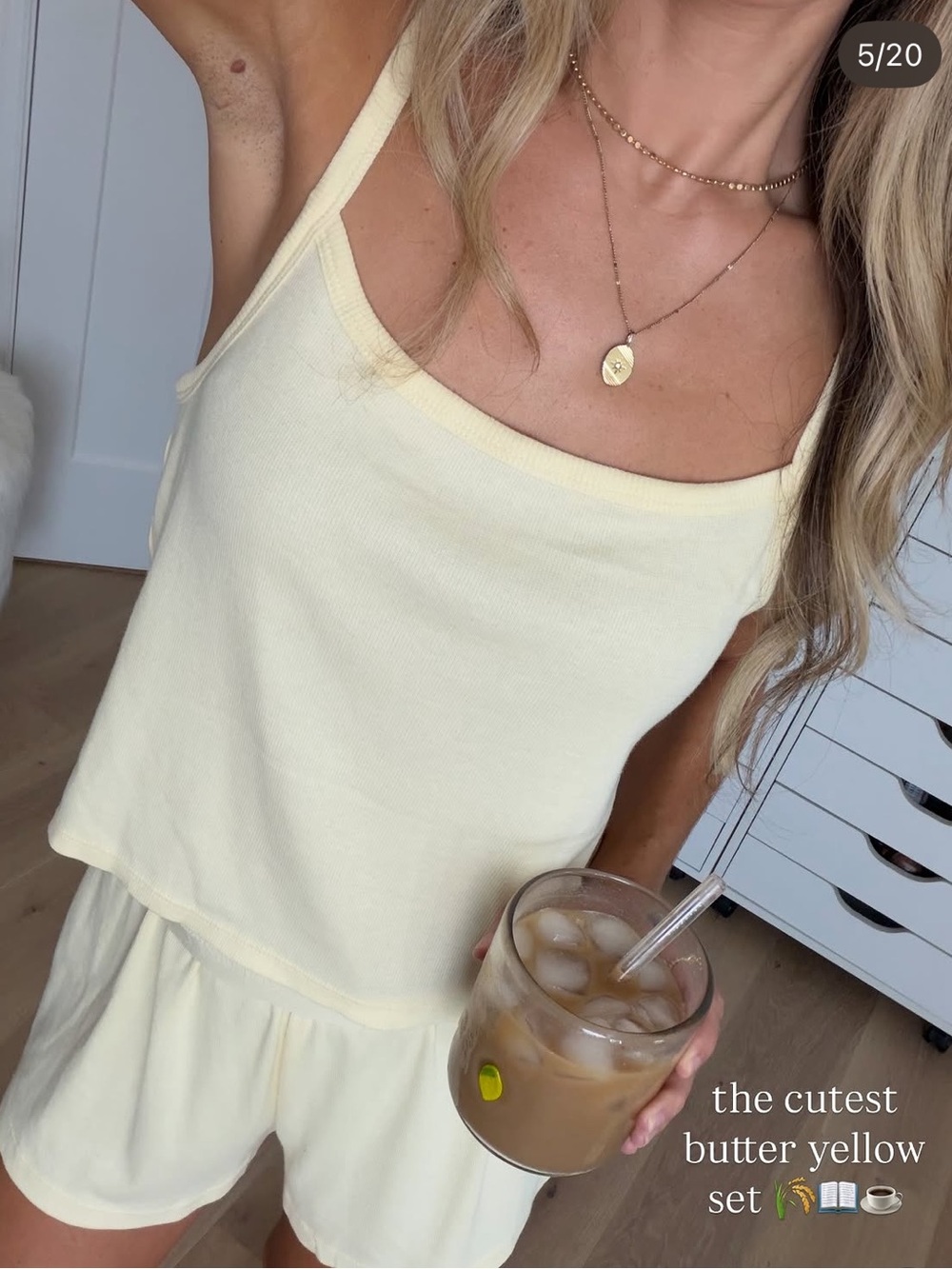 Hanes Butter Yellow Ribbed Camisole & Shorts Sleep Set